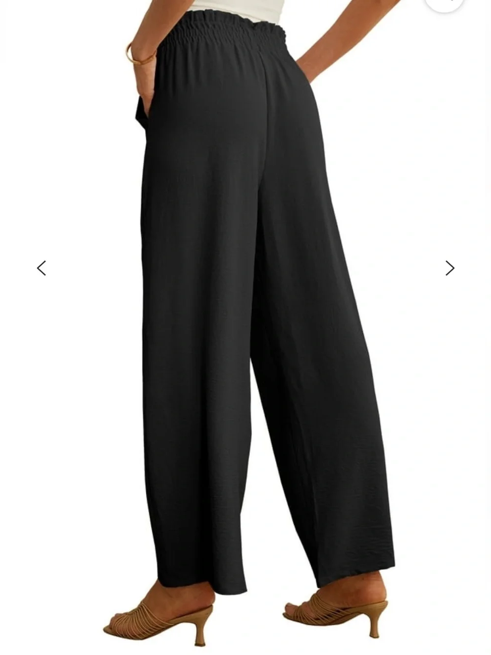 JWD Women's Wide Leg Pants with Pockets High Waist Adjustabl Black Large